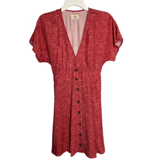 Marine Layer Camila Mini Dress size M Floral V neck Button Front Tencel - Picture 8 of 15